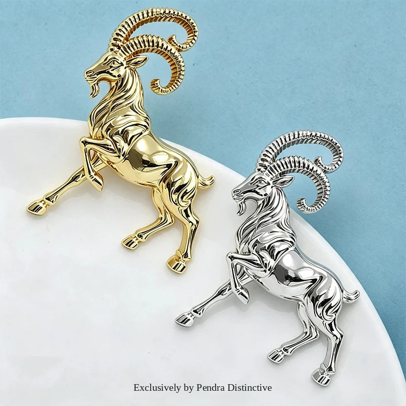 PENDRA Minimal Goat Polished Alloy Brooch