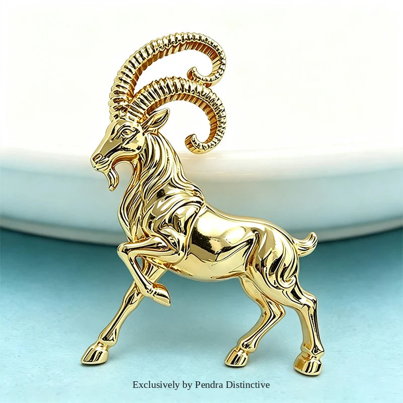 PENDRA Minimal Goat Polished Alloy Brooch