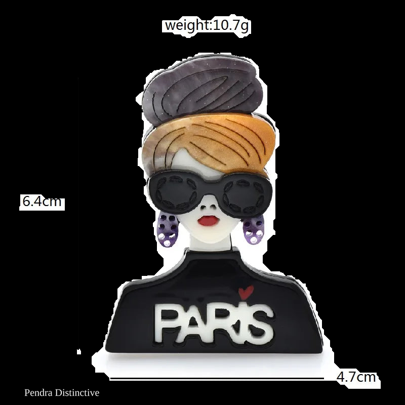 PENDRA Acrylic Modern Lady Brooch