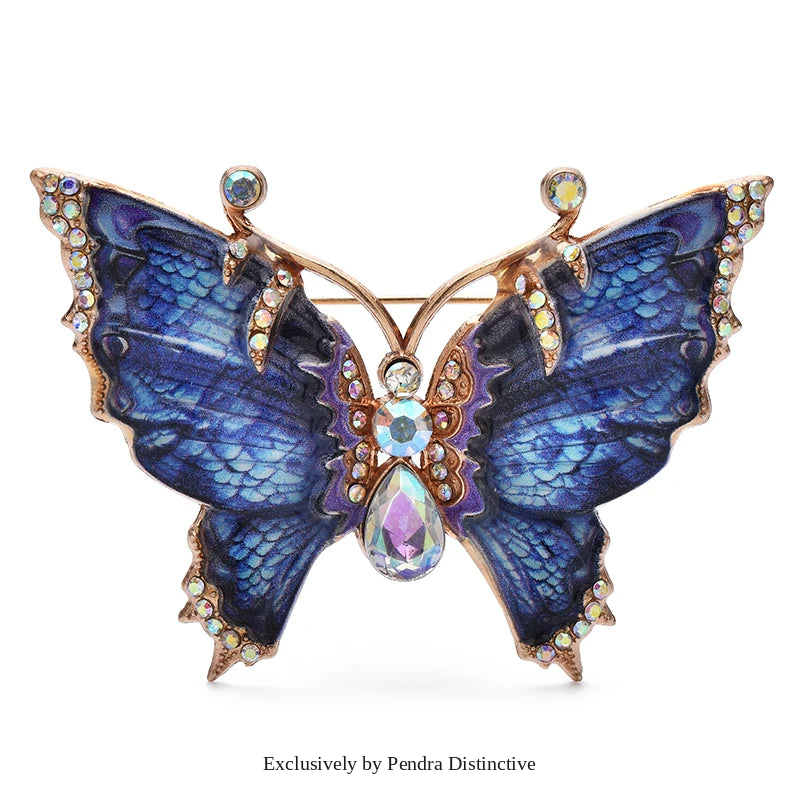 PENDRA Monarch Enamel Butterfly Brooch