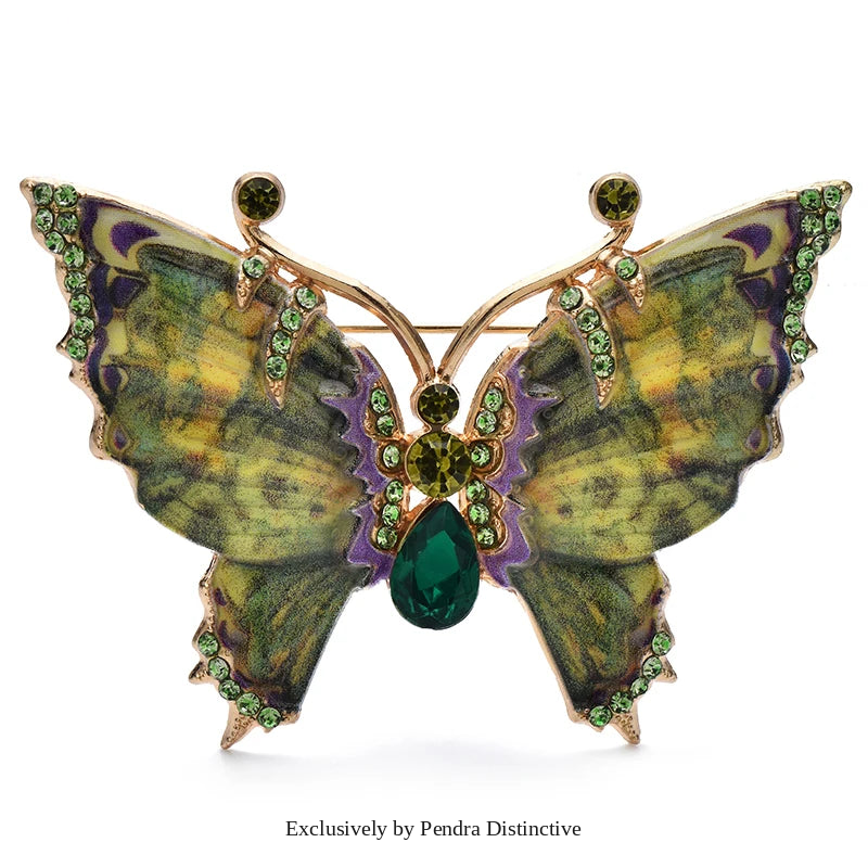 PENDRA Monarch Enamel Butterfly Brooch