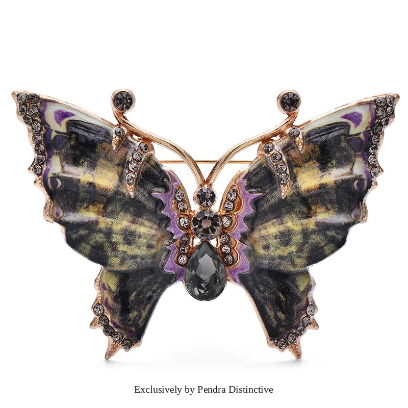 PENDRA Monarch Enamel Butterfly Brooch