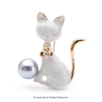 PENDRA Monochrome Cat Alloy Enamel Brooch