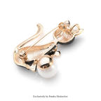 PENDRA Monochrome Cat Alloy Enamel Brooch