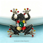 PENDRA Mossfrog Alloy Rhinestone Frog Brooch