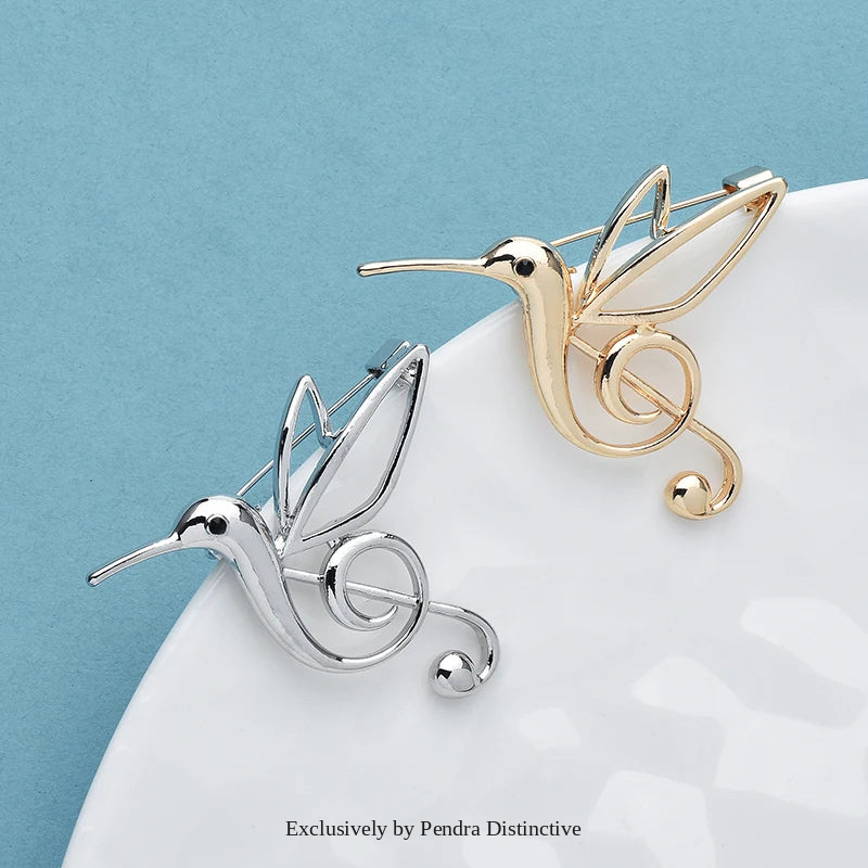 PENDRA Musical Notes Bird Brooch