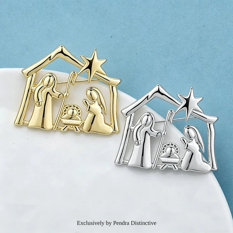 PENDRA Metal Nativity Scene Brooch