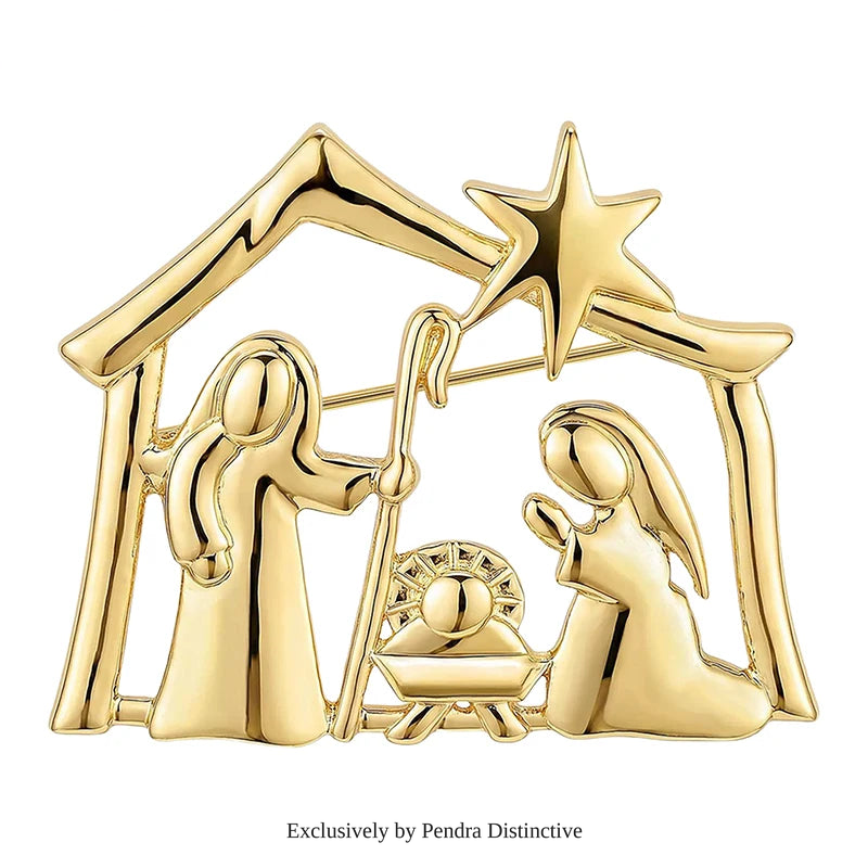 PENDRA Metal Nativity Scene Brooch