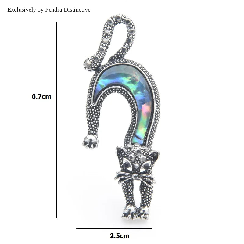 PENDRA Natural Shell Cat Brooch