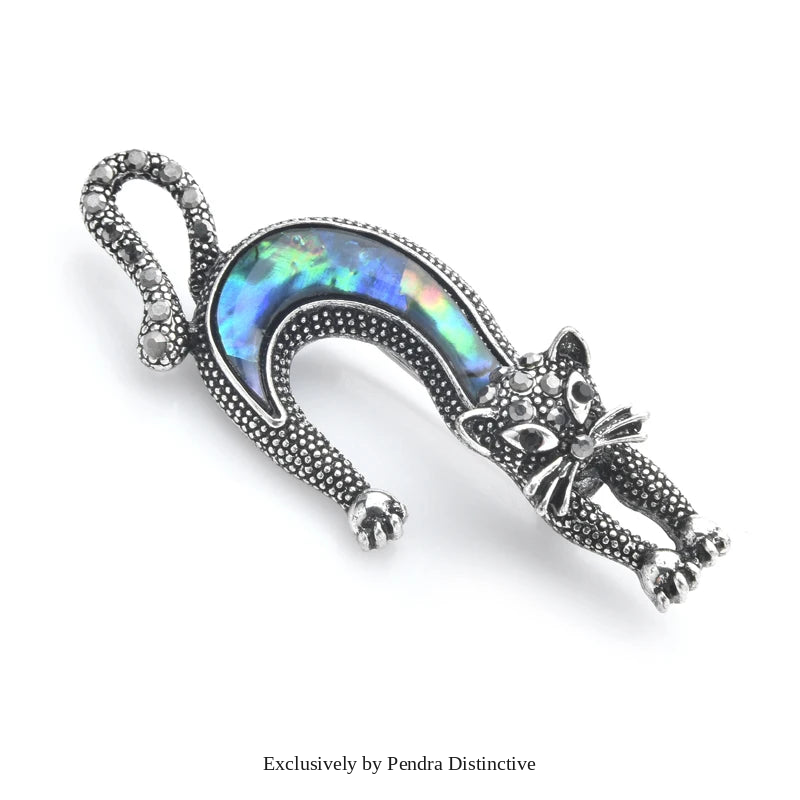 PENDRA Natural Shell Cat Brooch