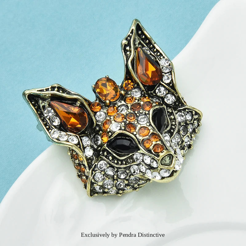 PENDRA New Sparkling Fox Brooch