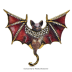 PENDRA Night Bat Enamel Rhinestone Brooch