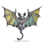 PENDRA Night Bat Enamel Rhinestone Brooch