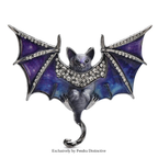 PENDRA Night Bat Enamel Rhinestone Brooch