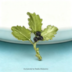 PENDRA Nightbloom Black Enamel Berry Brooch