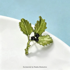 PENDRA Nightbloom Black Enamel Berry Brooch