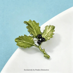 PENDRA Nightbloom Black Enamel Berry Brooch