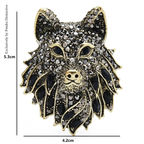 PENDRA Nightfall Rhinestone Wolf Brooch