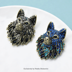 PENDRA Nightfall Rhinestone Wolf Brooch
