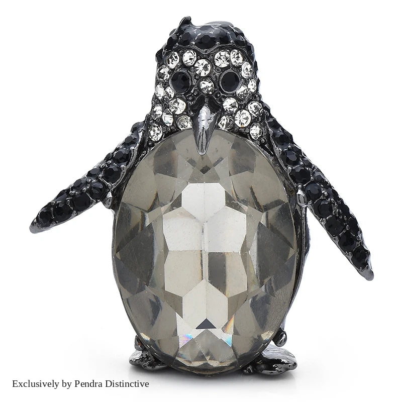 PENDRA Nightpenguin Black Crystal Penguin Brooch