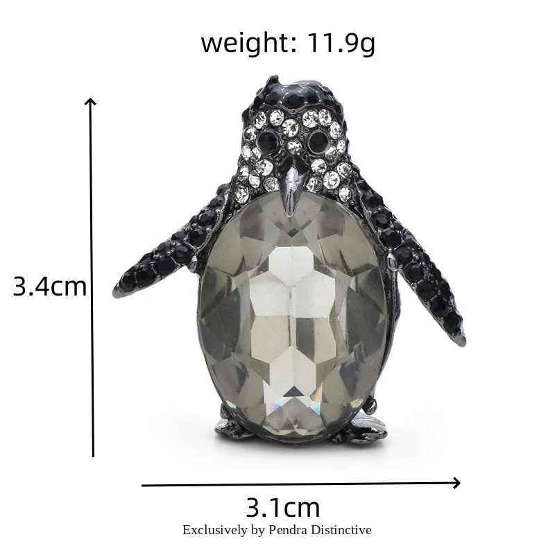 PENDRA Nightpenguin Black Crystal Penguin Brooch