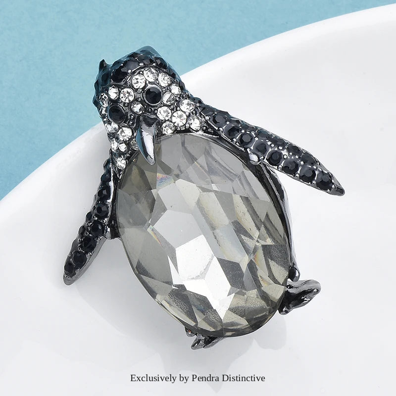 PENDRA Nightpenguin Black Crystal Penguin Brooch
