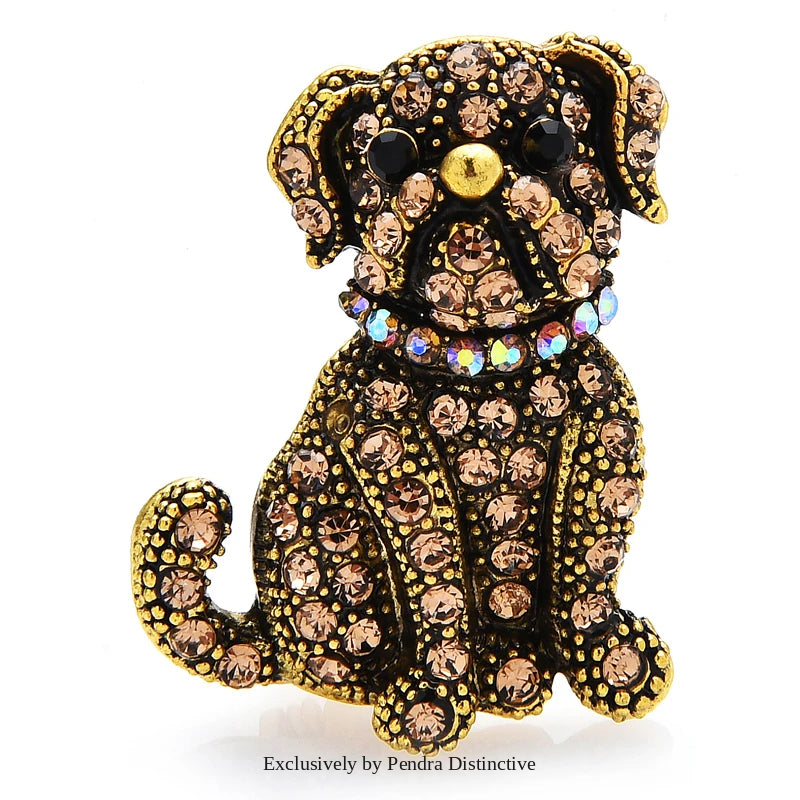 PENDRA Noble Rhinestone Dog Brooch