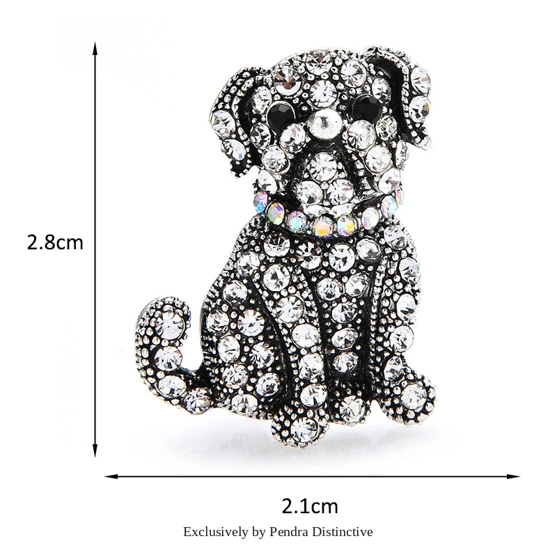 PENDRA Noble Rhinestone Dog Brooch