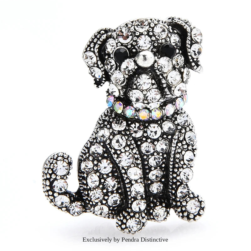 PENDRA Noble Rhinestone Dog Brooch