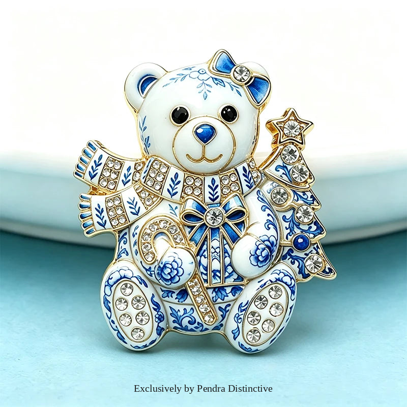 PENDRA Noel Rhinestone Christmas Bear Brooch