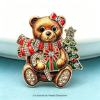PENDRA Noel Rhinestone Christmas Bear Brooch