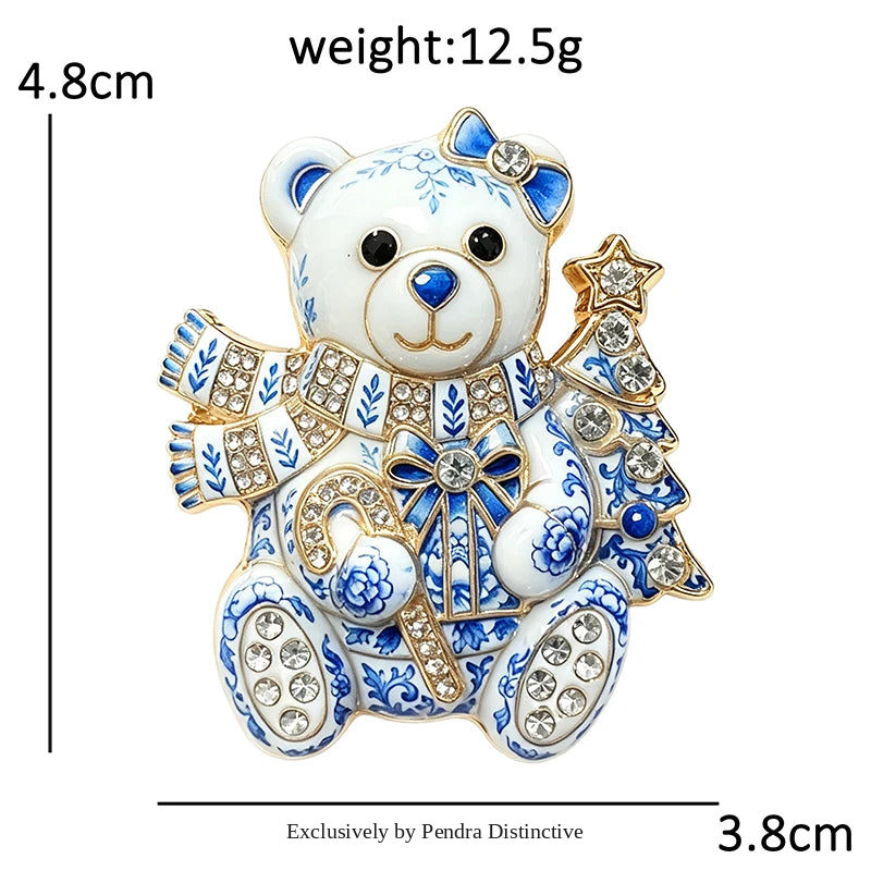 PENDRA Noel Rhinestone Christmas Bear Brooch