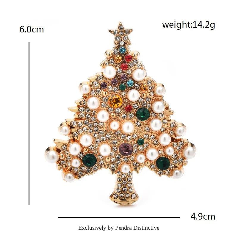 PENDRA Noelara Luxury Pearl Christmas Tree Brooch