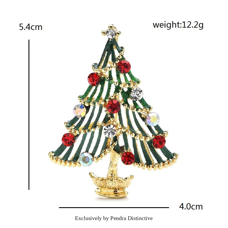PENDRA Noelara Rhinestone Christmas Tree Brooch