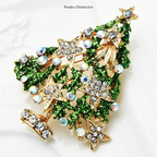 PENDRA Noelgreen Green Rhinestone Christmas Tree Brooch