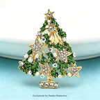 PENDRA Noelgreen Green Rhinestone Christmas Tree Brooch