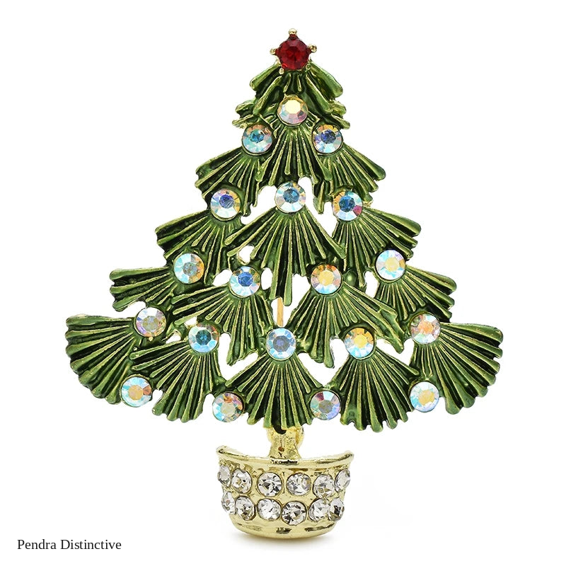 PENDRA Noelina 2-Color Enamel Christmas Tree Brooch