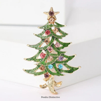 PENDRA Noelina Enamel Rhinestone Christmas Tree Brooch