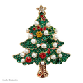 PENDRA Noelina Pearl Rhinestone Christmas Tree Brooch
