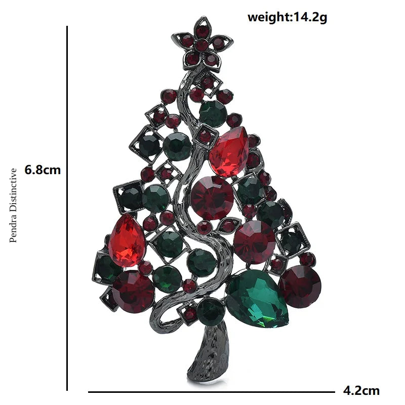 PENDRA Noelina Rhinestone Christmas Tree Brooch
