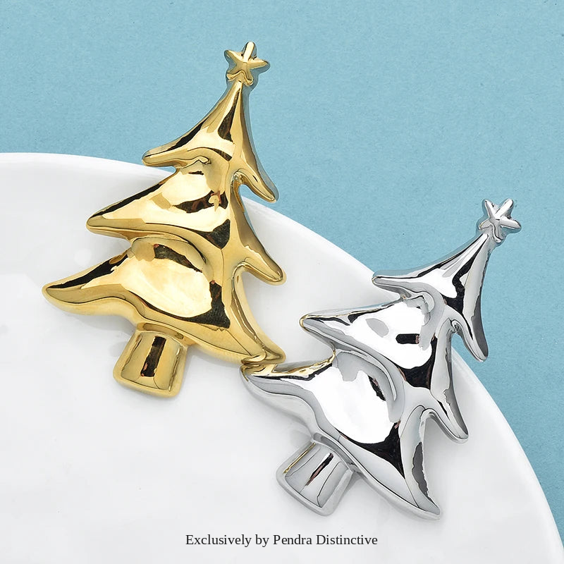 PENDRA Noelina Stainless Steel Classic Christmas Tree Brooch