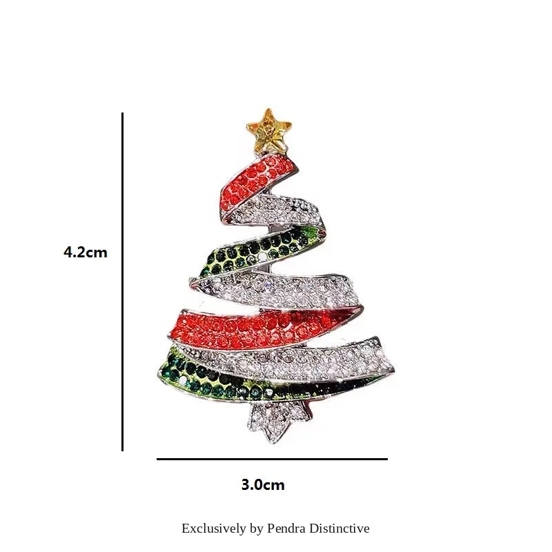 PENDRA Noelisse Rhinestone Christmas Tree Brooch