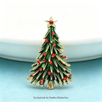 PENDRA Noelisse Rhinestone Enamel Christmas Tree Brooch