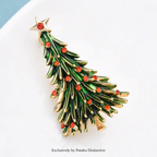 PENDRA Noelisse Rhinestone Enamel Christmas Tree Brooch