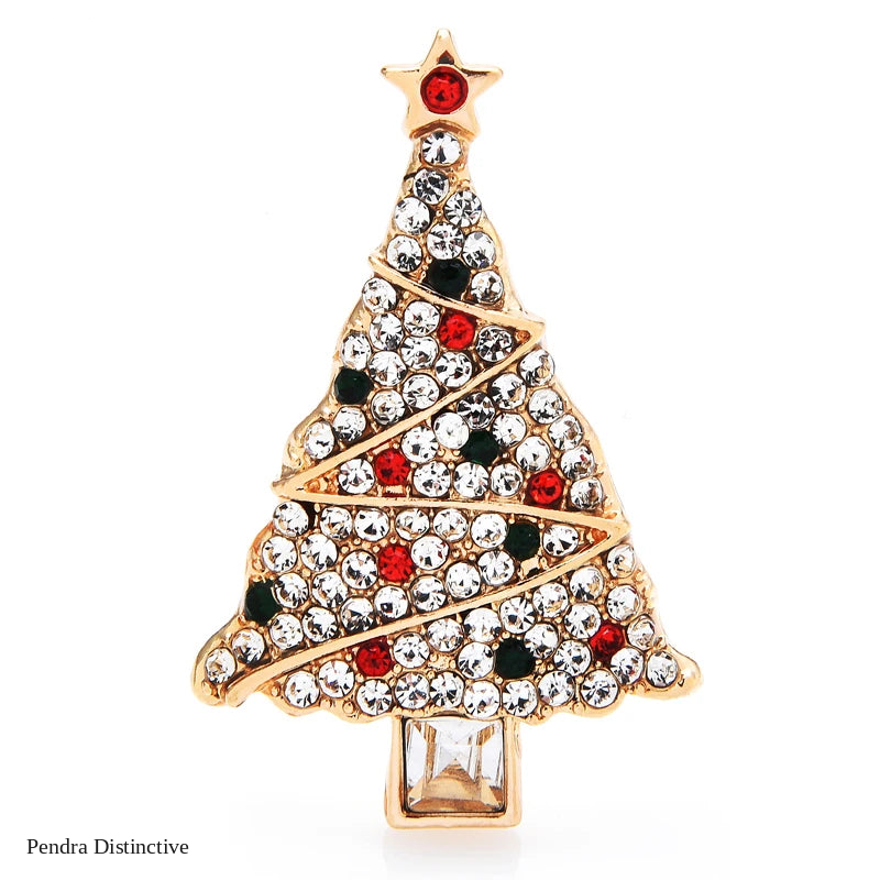 PENDRA Noelle Rhinestone Christmas Tree Brooch