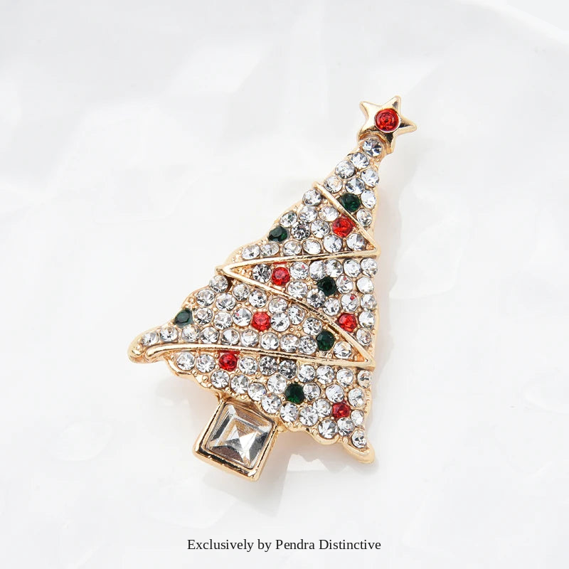 PENDRA Noelle Rhinestone Christmas Tree Brooch