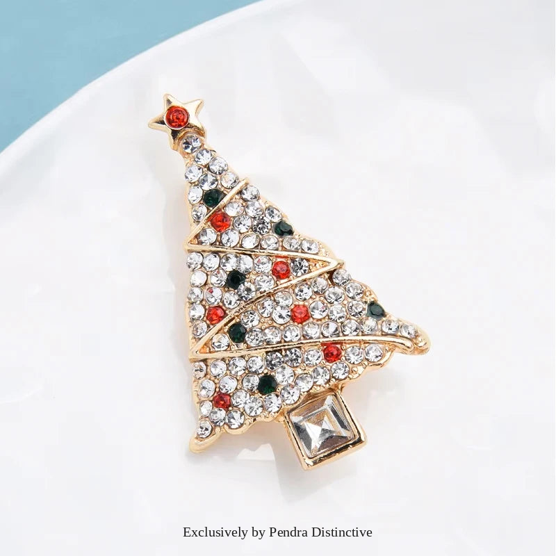 PENDRA Noelle Rhinestone Christmas Tree Brooch