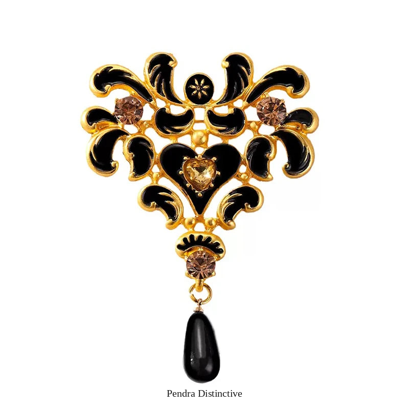 PENDRA Noirbloom Large Black Pendant Flower Brooch