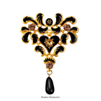 PENDRA Noirbloom Large Black Pendant Flower Brooch