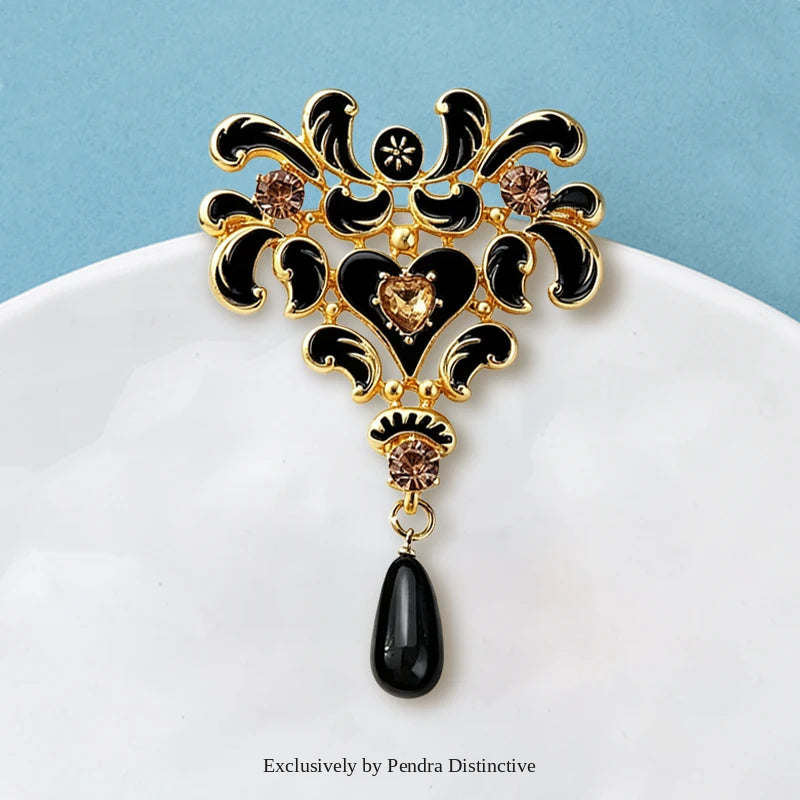 PENDRA Noirbloom Large Black Pendant Flower Brooch